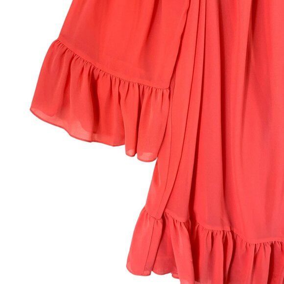 Cold shoulder mini dress 3/4 sleeve coral color dress size  medium STRUT & BOLT - Picture 9 of 14